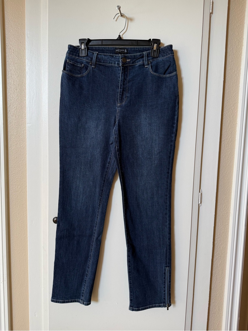 Susan Graver Dark Indigo Straight-Leg Stretch Jeans